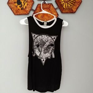 Black & white rustic elephant design sleeveless T